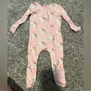 Hello Kitty Pink Floral Print Footed One-Piece Pajama